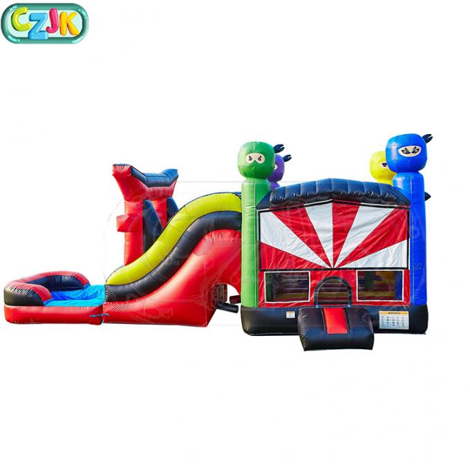 Flame Resistant Inflatable Jumping Castle / 5 In 1  Bouncy Castle With Slide