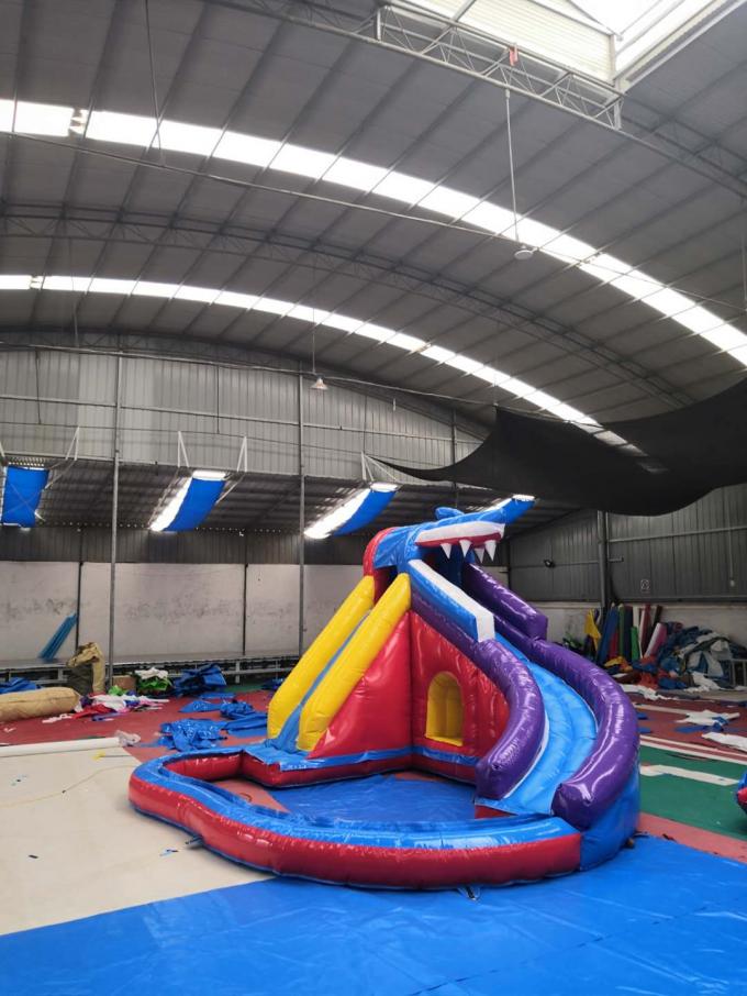 Backyard Shark Giant Inflatable Slide , Blow Up Slide For ...