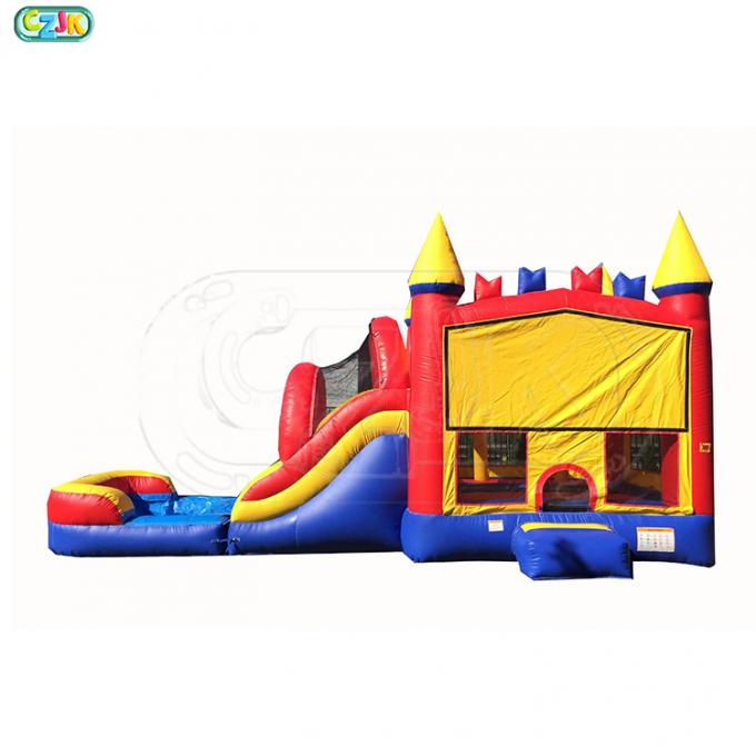 Fun Giant Inflatable Outdoor Games Inflatable Bouncers With Slide Double Stitching
