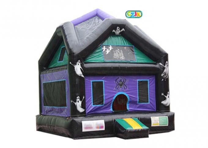 Safe Blow Up Haunted Bouncer Houses Large Netted Vent Windows For Air Flow