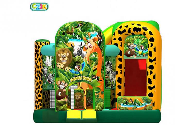 Customized Inflatable Bounce House Combo Safari Park Bounce Castle 3 Years Warranty