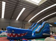 Blue Shark Blow Up Slippery Slide Inflatable Lawn Water Slide For Kids And Adults