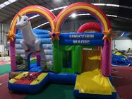 Heavy Duty Rainbow Inflatable Jumping Castle Strong Blow Up House For Kids