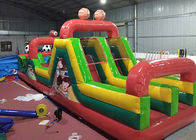 Colorful Soccer Massive Inflatable Obstacle Course For Kids 0.55mm PVC Material