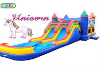 Backyard Unicorn Inflatable Bouncer And Slide , Double Slide Bounce House