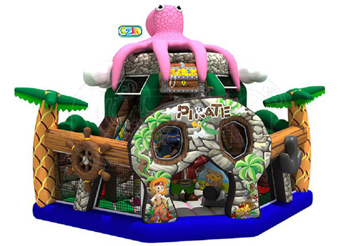 Pink Octopus Pirate Bouncy Castle Playground 6 * 6 * 5.5 Meters With Transporting Bag