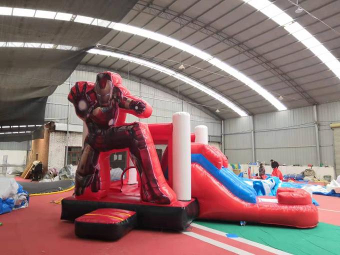 Indoor Ironman Red Inflatable Bounce House Combo Waterproof Safety Material