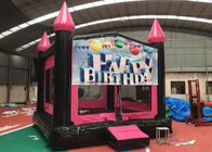 Pink And Black Castle Inflatable Bounce House Easy Deformation SGS Approved