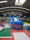 Blue Shark Blow Up Slippery Slide Inflatable Lawn Water Slide For Kids And Adults