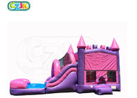 Beautiful Pink Safety Bouncy Castle With Slide  Four Suture Technology